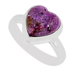 925 silver 4.40cts solitaire natural purple stichtite heart ring size 7 y76914