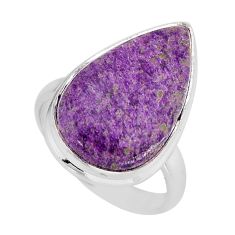 925 silver 13.28cts solitaire natural purple stichtite pear ring size 8.5 y68991