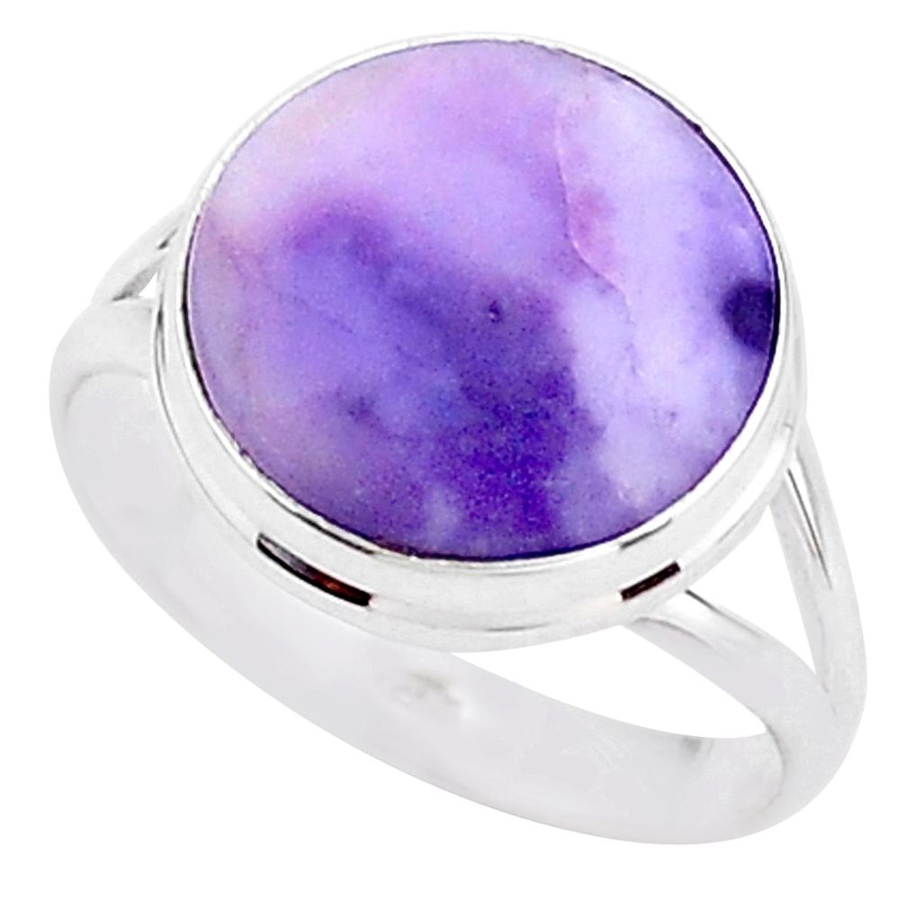 925 silver 7.64cts solitaire natural purple tiffany stone ring size 9.5 t15638
