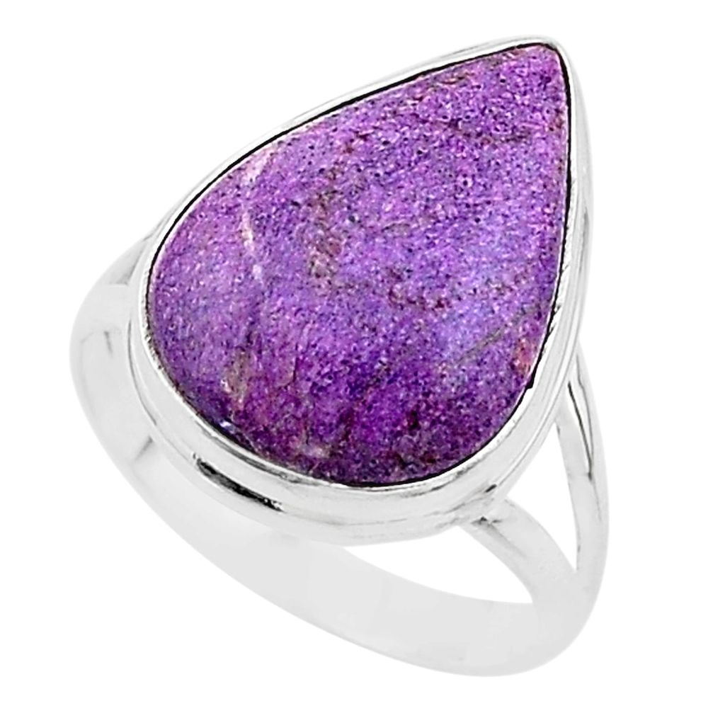 925 silver 14.72cts solitaire natural purpurite stichtite ring size 10 t17964