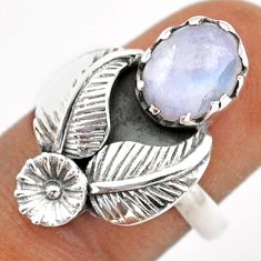 925 silver 3.14cts solitaire natural rainbow moonstone flower ring size 7 t86639