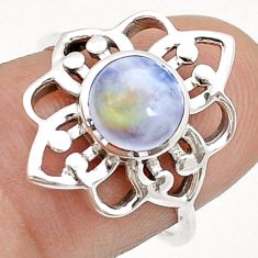 925 silver 2.74cts solitaire natural rainbow moonstone flower ring size 7 u75676
