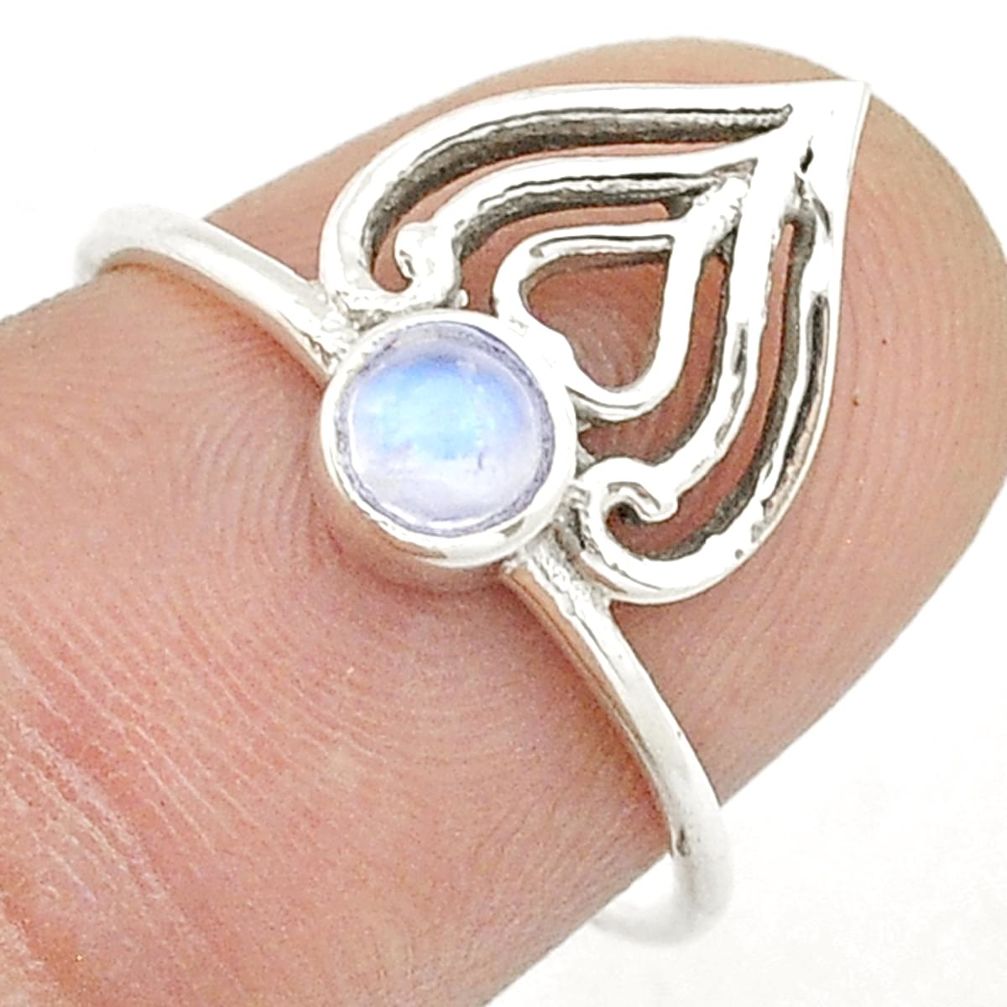 925 silver 0.52cts solitaire natural rainbow moonstone heart ring size 7 u55543