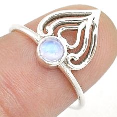 925 silver 0.52cts solitaire natural rainbow moonstone heart ring size 7 u55543