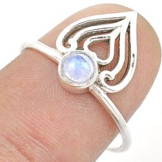 925 silver 0.51cts solitaire natural rainbow moonstone heart ring size 8 u55545