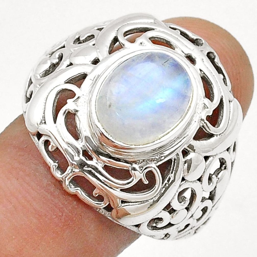 925 silver 4.21cts solitaire natural rainbow moonstone mens ring size 11 u72038