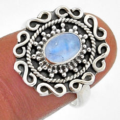 925 silver 1.49cts solitaire natural rainbow moonstone oval ring size 7 n43000