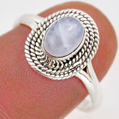 925 silver 1.59cts solitaire natural rainbow moonstone oval ring size 7.5 y94100