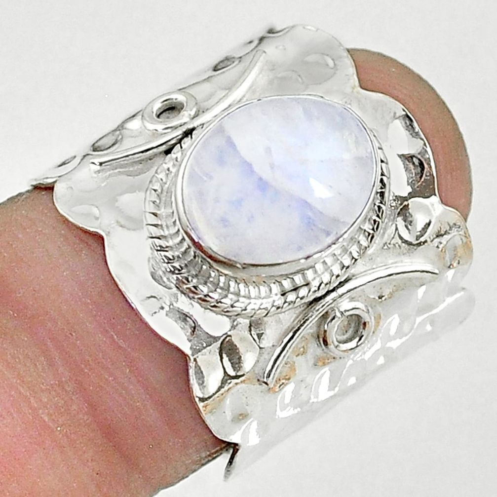 925 silver 4.21cts solitaire natural rainbow moonstone ring size 7 t10337