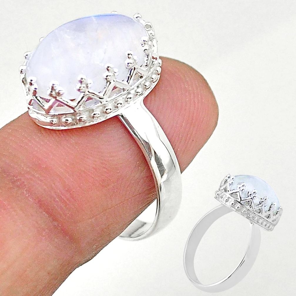 925 silver 6.26cts solitaire natural rainbow moonstone ring size 7 t20429