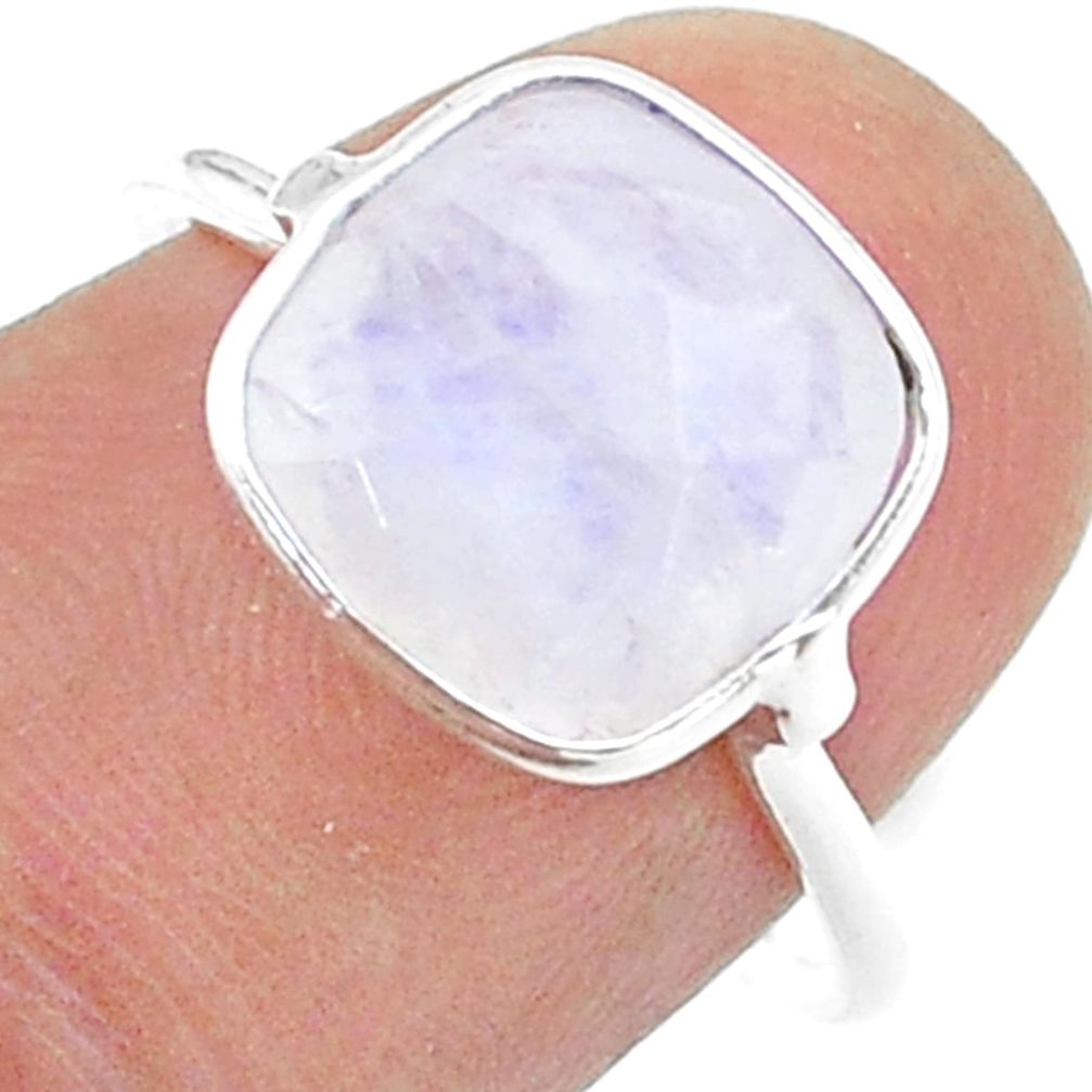 925 silver 4.93cts solitaire natural rainbow moonstone ring size 7 t50757