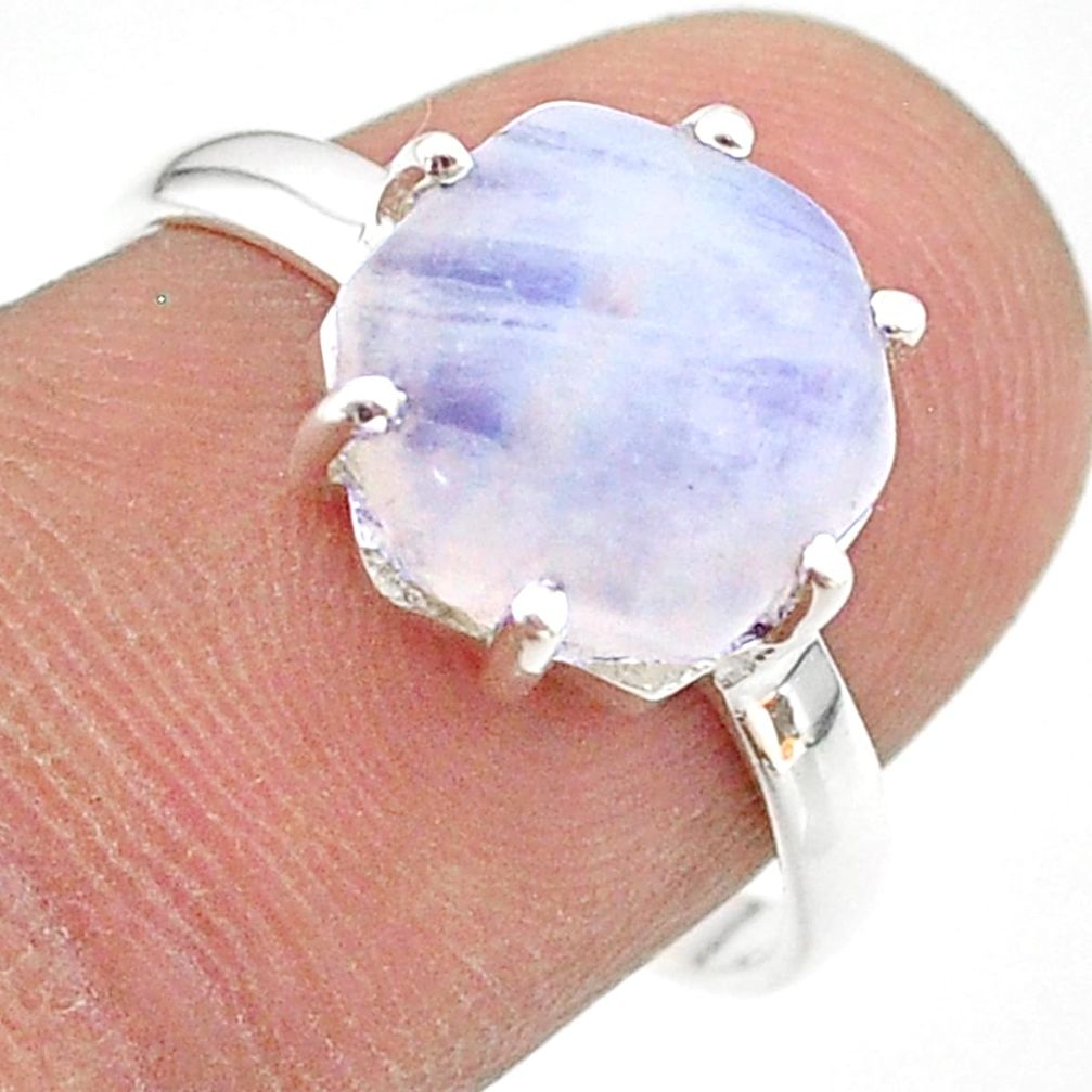 925 silver 5.45cts solitaire natural rainbow moonstone ring size 8 t43011