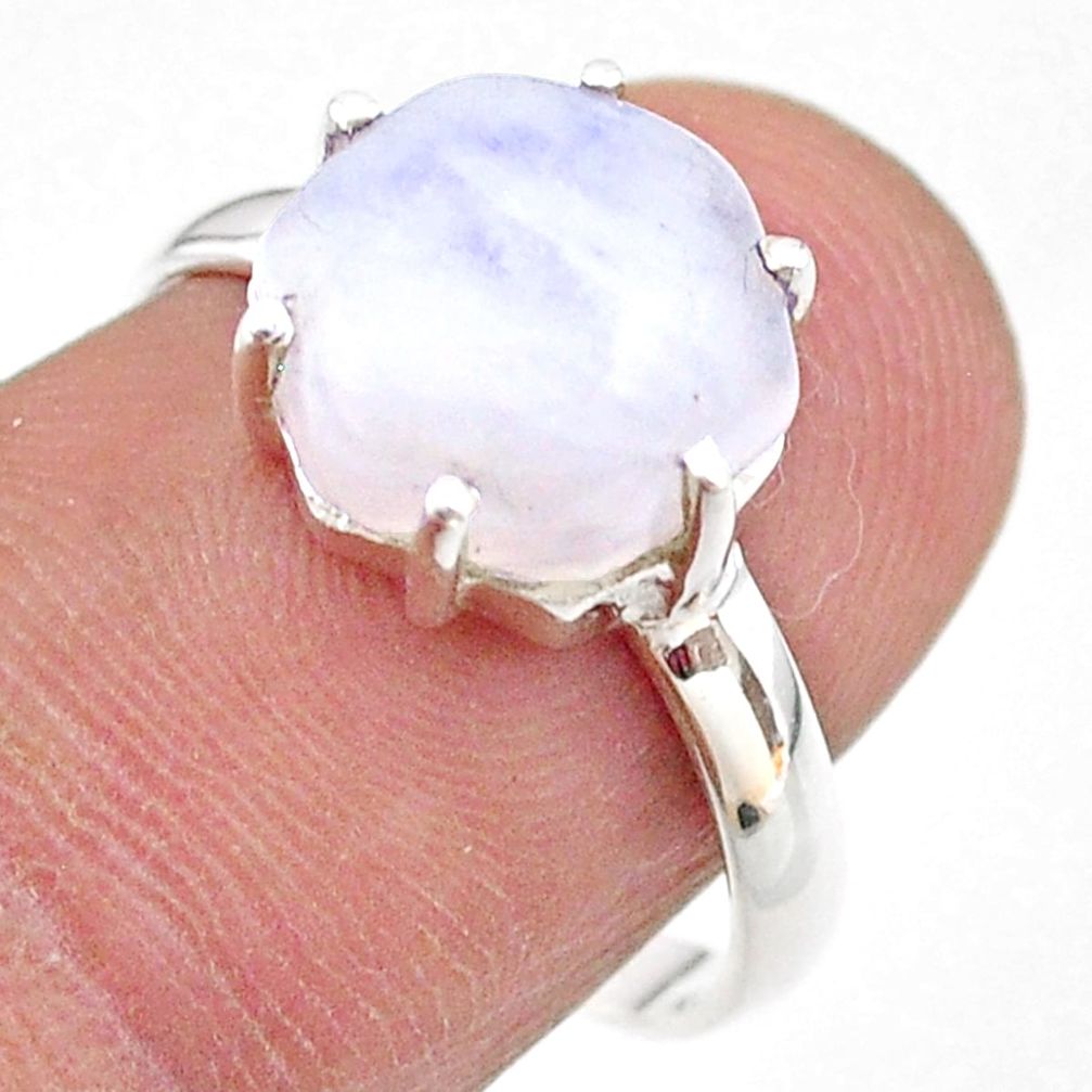 925 silver 5.42cts solitaire natural rainbow moonstone ring size 8 t43028