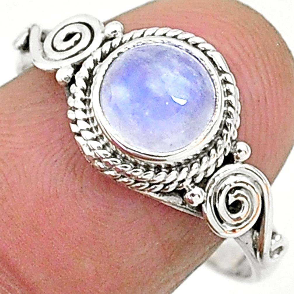 925 silver 2.56cts solitaire natural rainbow moonstone ring size 9 t6568