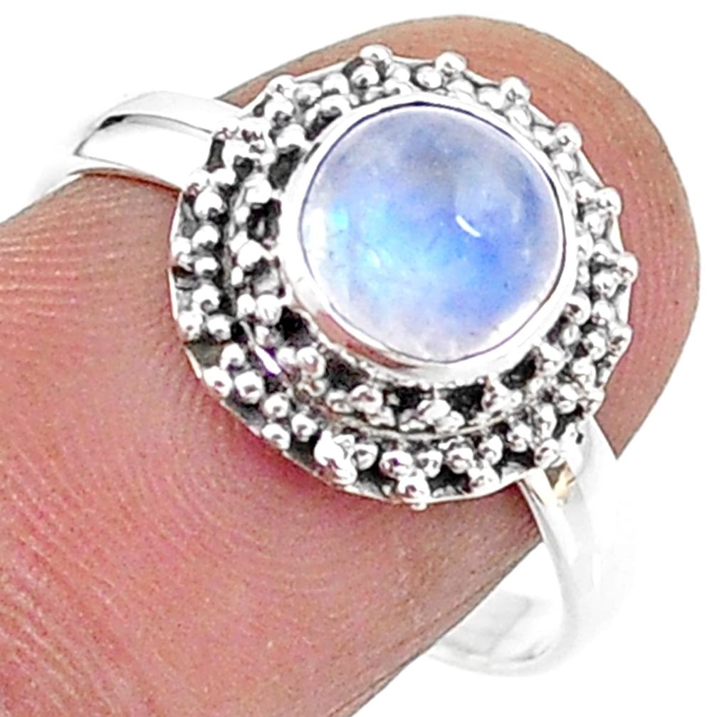 925 silver 2.67cts solitaire natural rainbow moonstone ring size 8.5 t15736