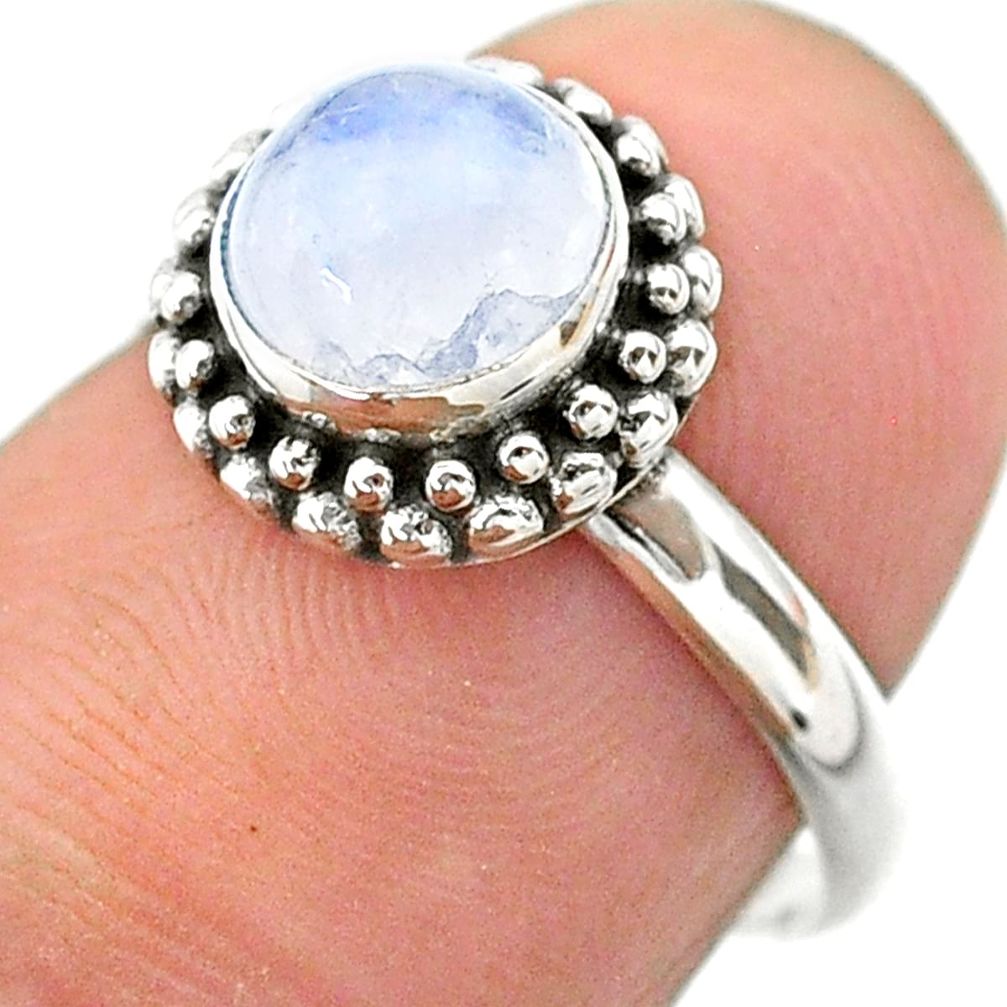 925 silver 2.41cts solitaire natural rainbow moonstone ring size 6.5 t26097