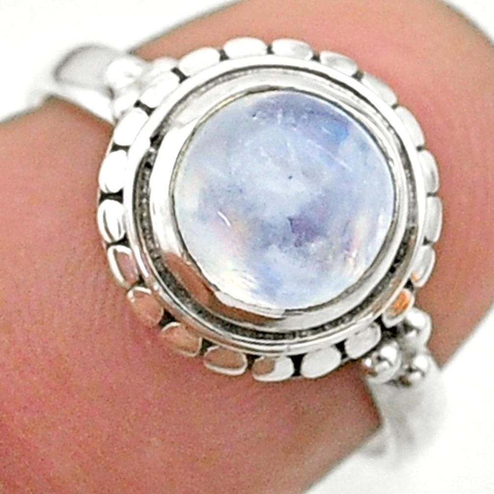 925 silver 2.62cts solitaire natural rainbow moonstone ring size 6.5 t41279