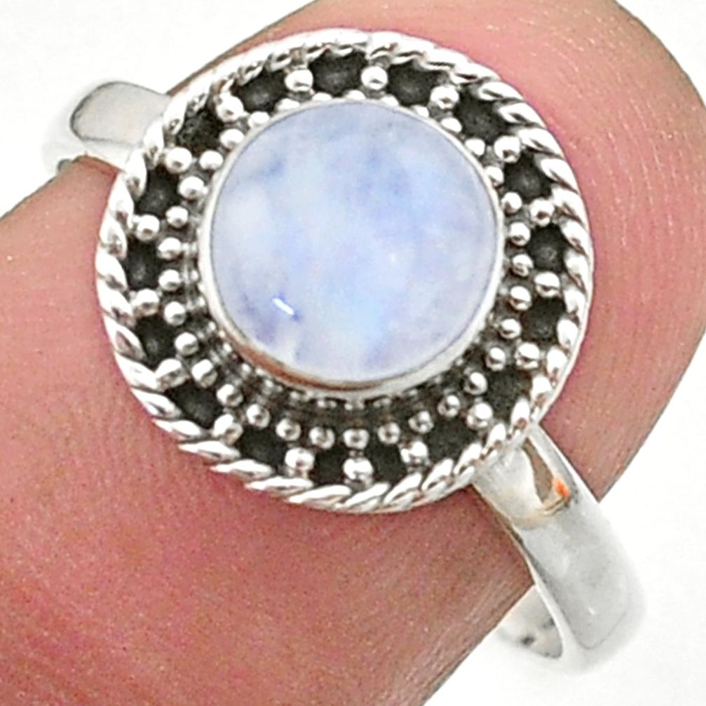 925 silver 2.42cts solitaire natural rainbow moonstone ring size 8.5 t41377