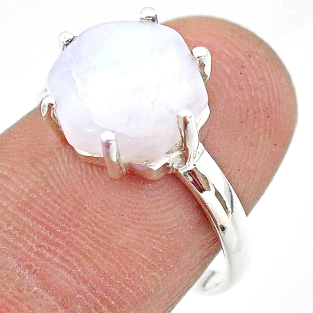 925 silver 4.98cts solitaire natural rainbow moonstone ring size 6.5 t43047