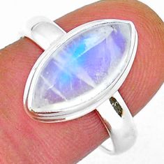 925 silver 6.84cts solitaire natural rainbow moonstone ring size 8.5 y15824