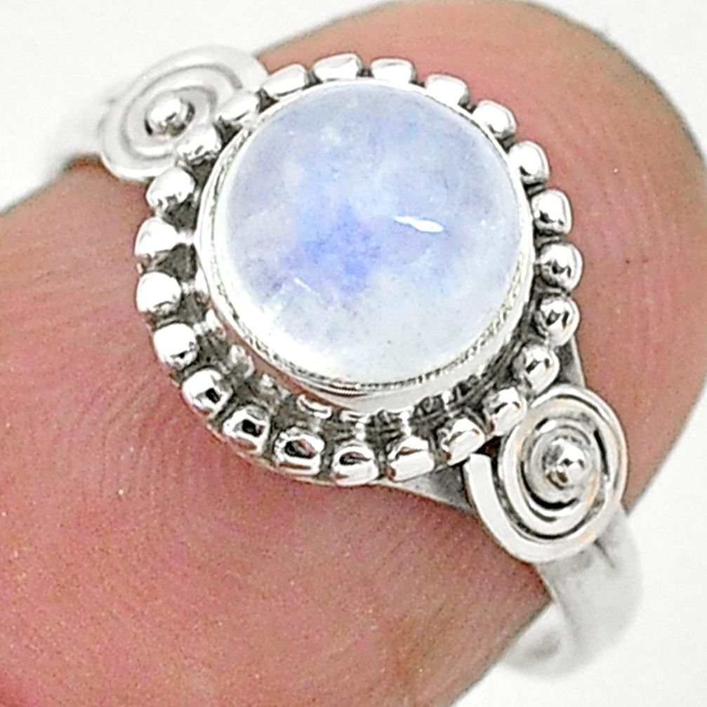 925 silver 2.56cts solitaire natural rainbow moonstone round ring size 6 t6612