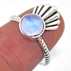 925 silver 2.30cts solitaire natural rainbow moonstone round ring size 7 n46939