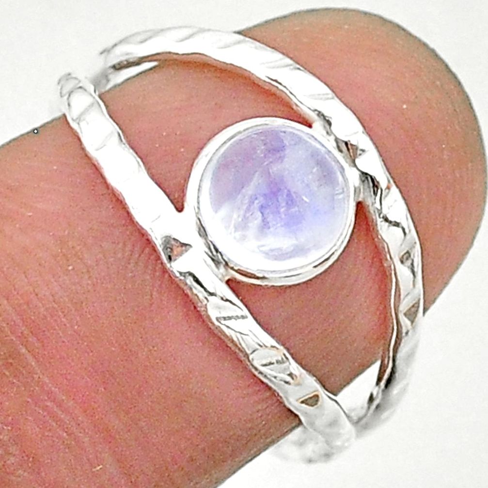 925 silver 1.05cts solitaire natural rainbow moonstone round ring size 7 t19119