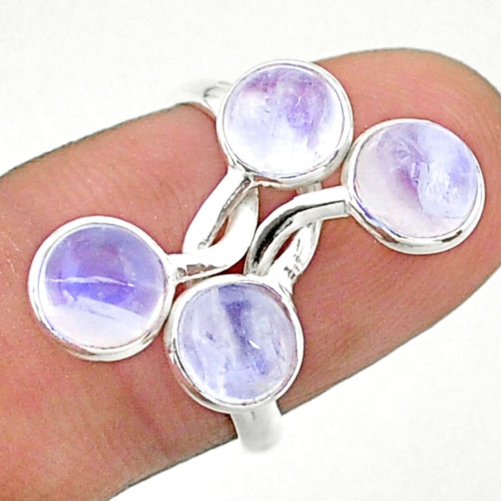 925 silver 4.54cts solitaire natural rainbow moonstone round ring size 7 t19172