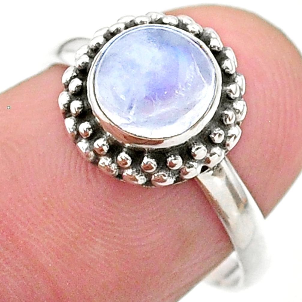 925 silver 2.58cts solitaire natural rainbow moonstone round ring size 7 t26296