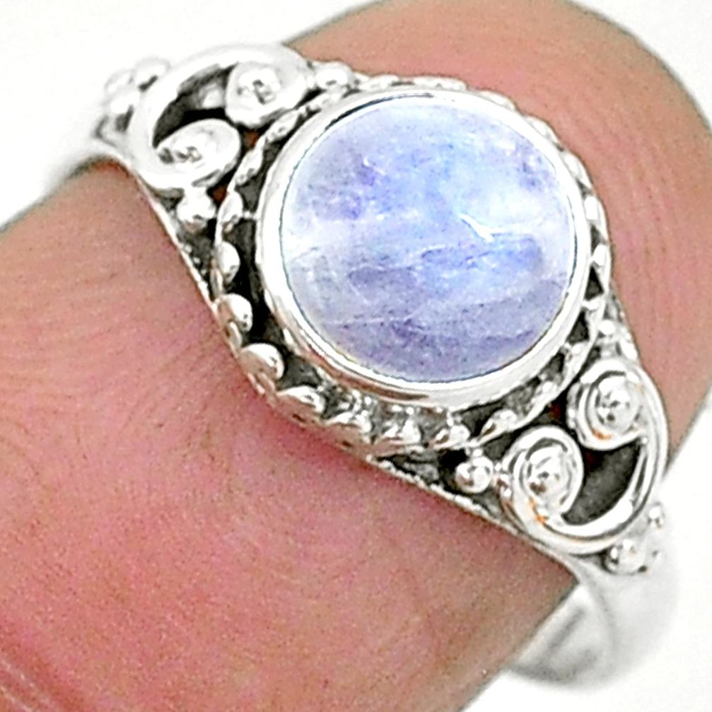 925 silver 2.42cts solitaire natural rainbow moonstone round ring size 7 t6571