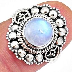 925 silver 3.17cts solitaire natural rainbow moonstone round ring size 7 y4545