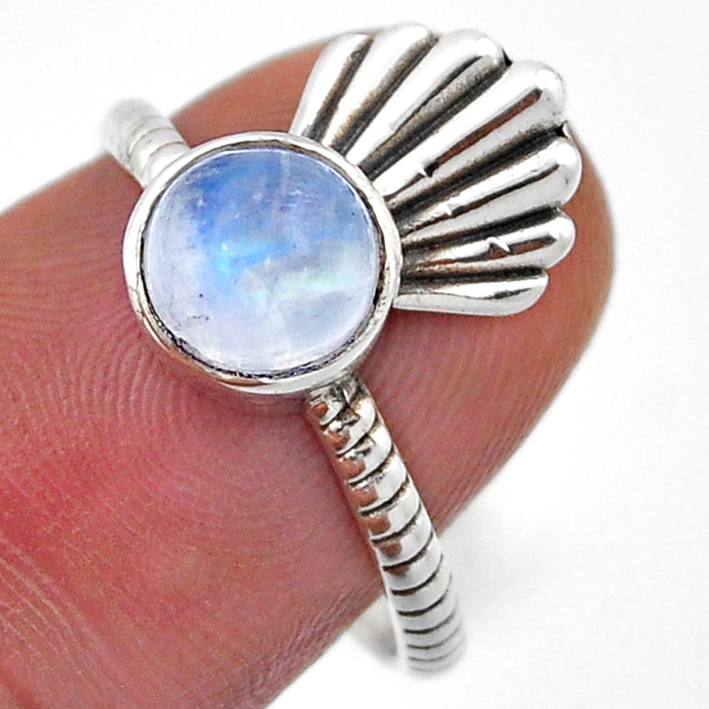 925 silver 2.44cts solitaire natural rainbow moonstone round ring size 8 n46935