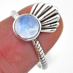 925 silver 2.44cts solitaire natural rainbow moonstone round ring size 8 n46935