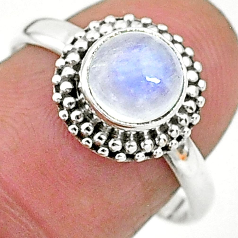 925 silver 2.29cts solitaire natural rainbow moonstone round ring size 8 t6574