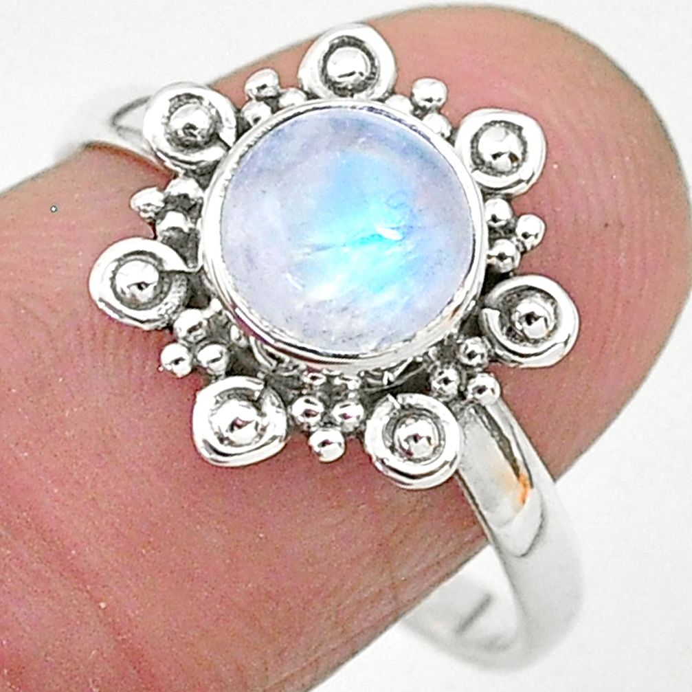 925 silver 2.42cts solitaire natural rainbow moonstone round ring size 9 t6608