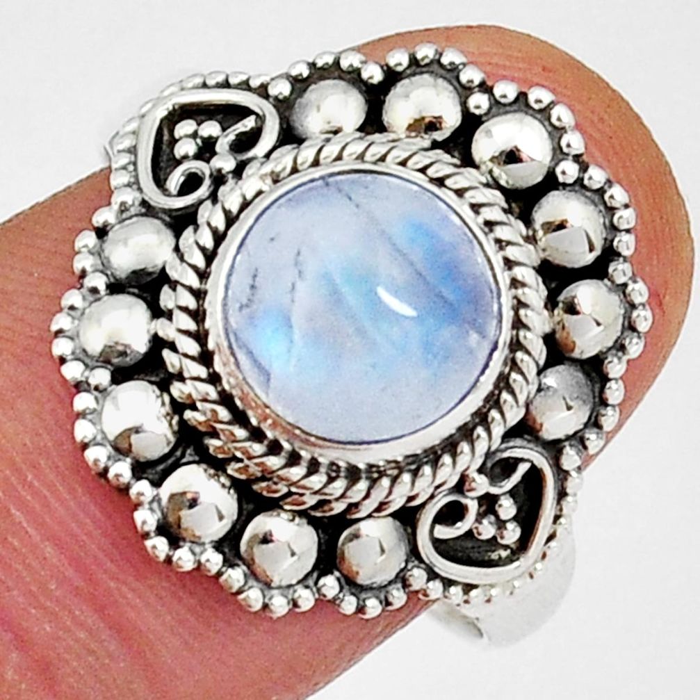 925 silver 3.25cts solitaire natural rainbow moonstone round ring size 9 y4543