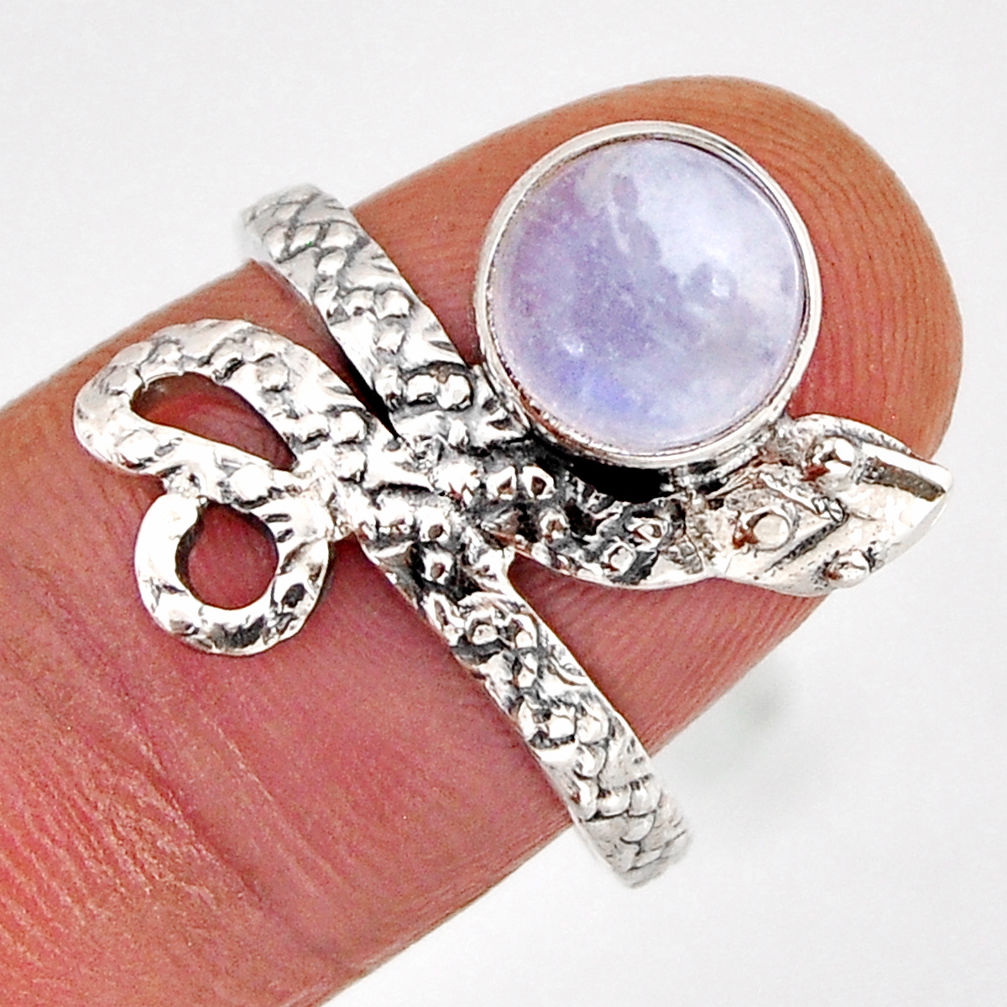 925 silver 3.01cts solitaire natural rainbow moonstone snake ring size 7 y76115