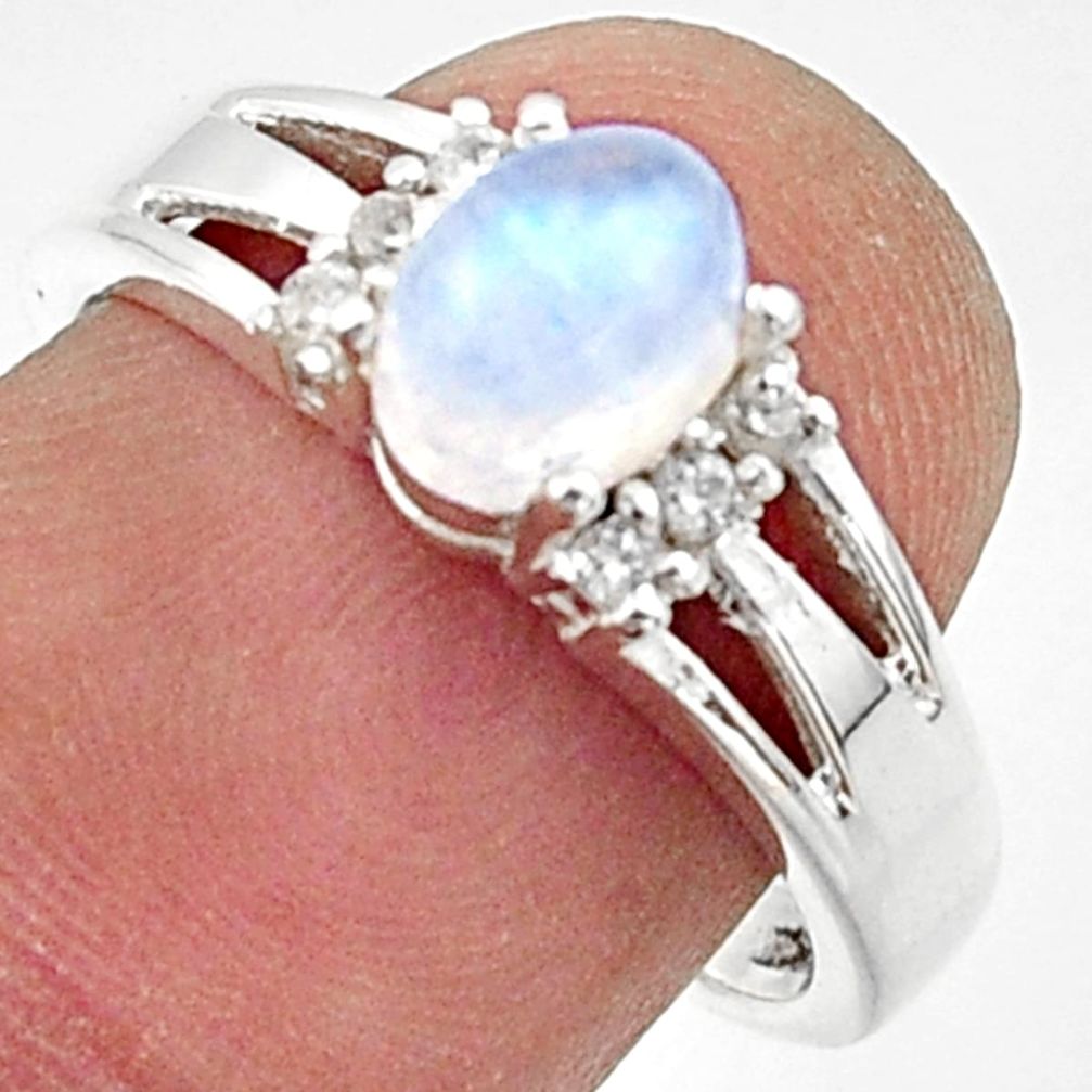 925 silver 2.21cts solitaire natural rainbow moonstone topaz ring size 8 r40800