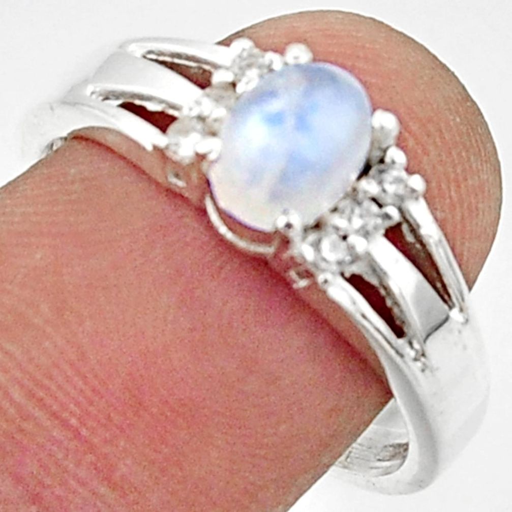 925 silver 2.09cts solitaire natural rainbow moonstone topaz ring size 9 r40797