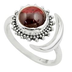 925 silver 3.14cts solitaire natural red garnet adjustable ring size 8 t77890