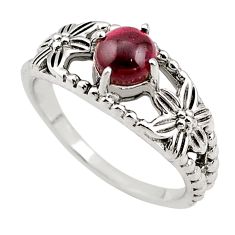 925 silver 1.12cts solitaire natural red garnet flower ring size 8.5 t84424