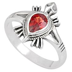 925 silver 1.56cts solitaire natural red garnet pear tortoise ring size 8 u4830