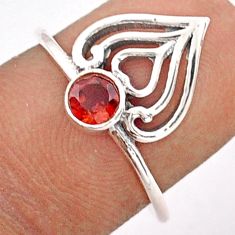 925 silver 0.37cts solitaire natural red garnet round heart ring size 7.5 t84015