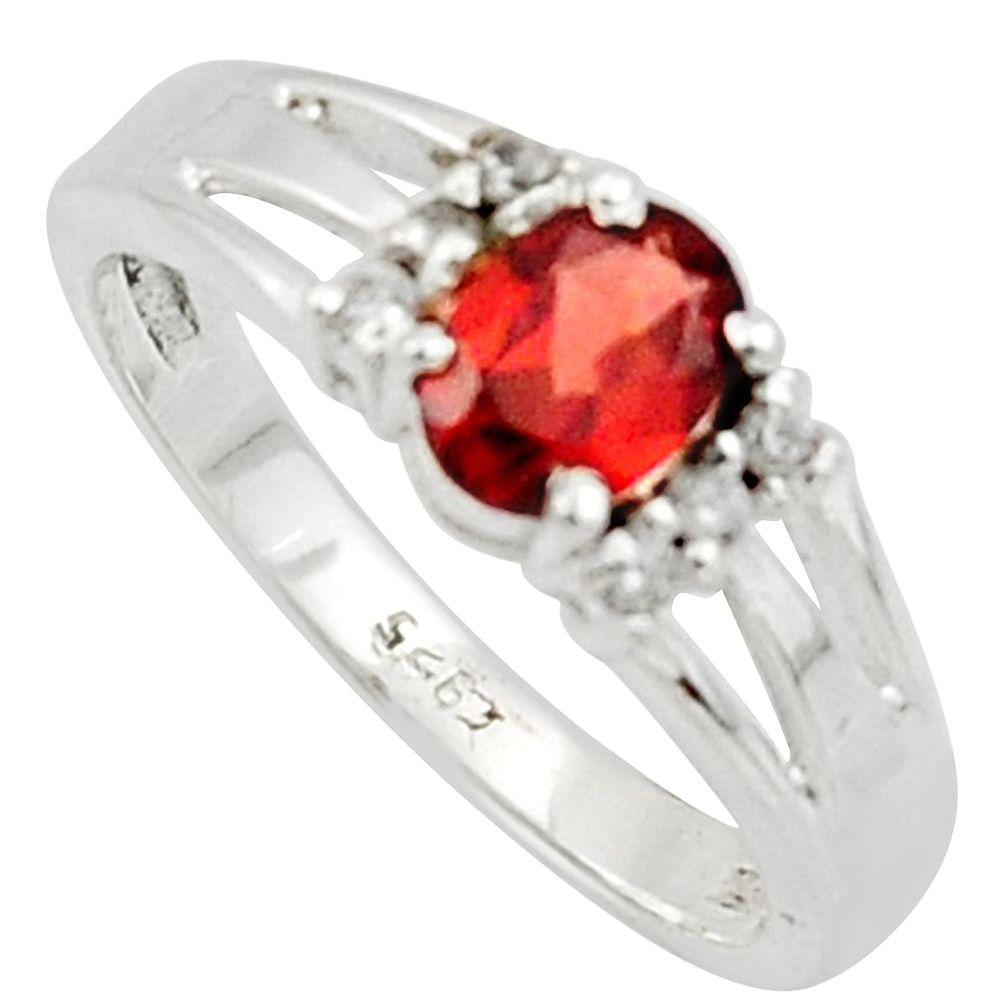 925 silver 1.96cts solitaire natural red garnet topaz oval ring size 8 r40787