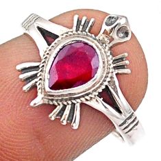 925 silver 1.51cts solitaire natural red ruby pear tortoise ring size 7 u4824
