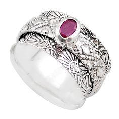 925 silver 1.06cts solitaire natural red ruby spinner band ring size 8 t67703