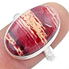 925 silver 16.15cts solitaire natural red snakeskin jasper ring size 10 u47939