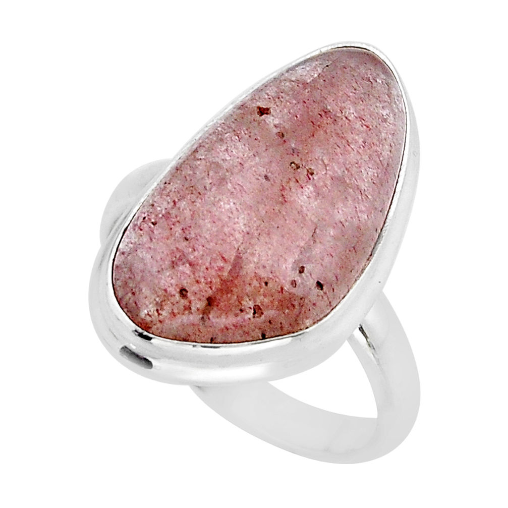 925 silver 14.06cts solitaire natural red strawberry quartz ring size 9.5 y67156