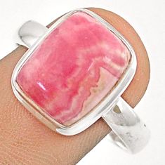 925 silver 6.09cts solitaire natural rhodochrosite inca rose ring size 10 u29764