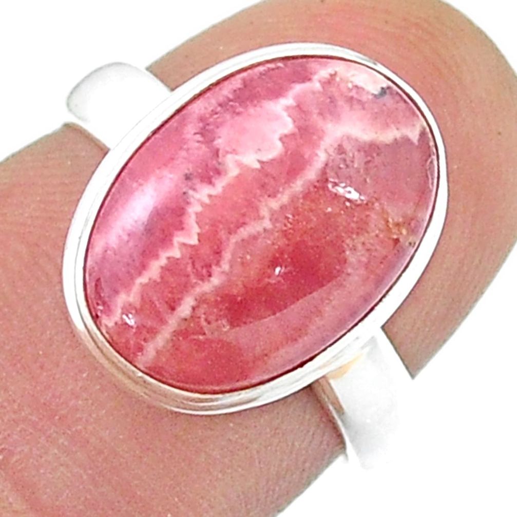 925 silver 6.33cts solitaire natural rhodochrosite inca rose ring size 6 u47912
